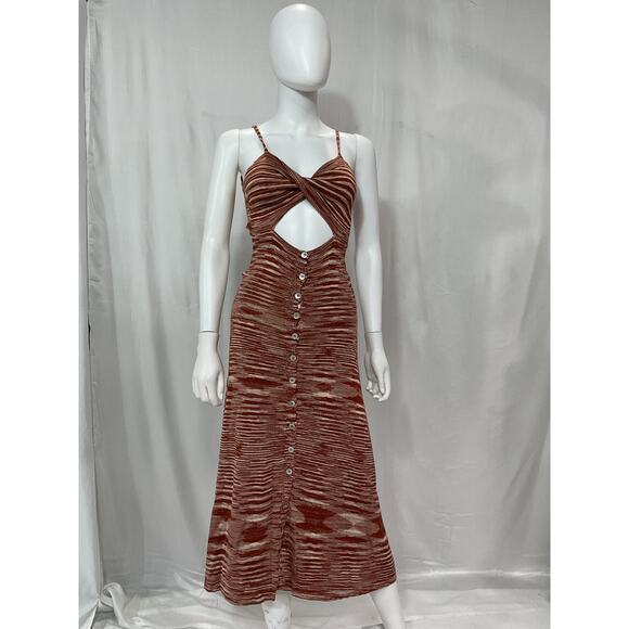 For Love & Lemons 'Isabela' Brown Midi Dress Size S - Picture 2 of 5